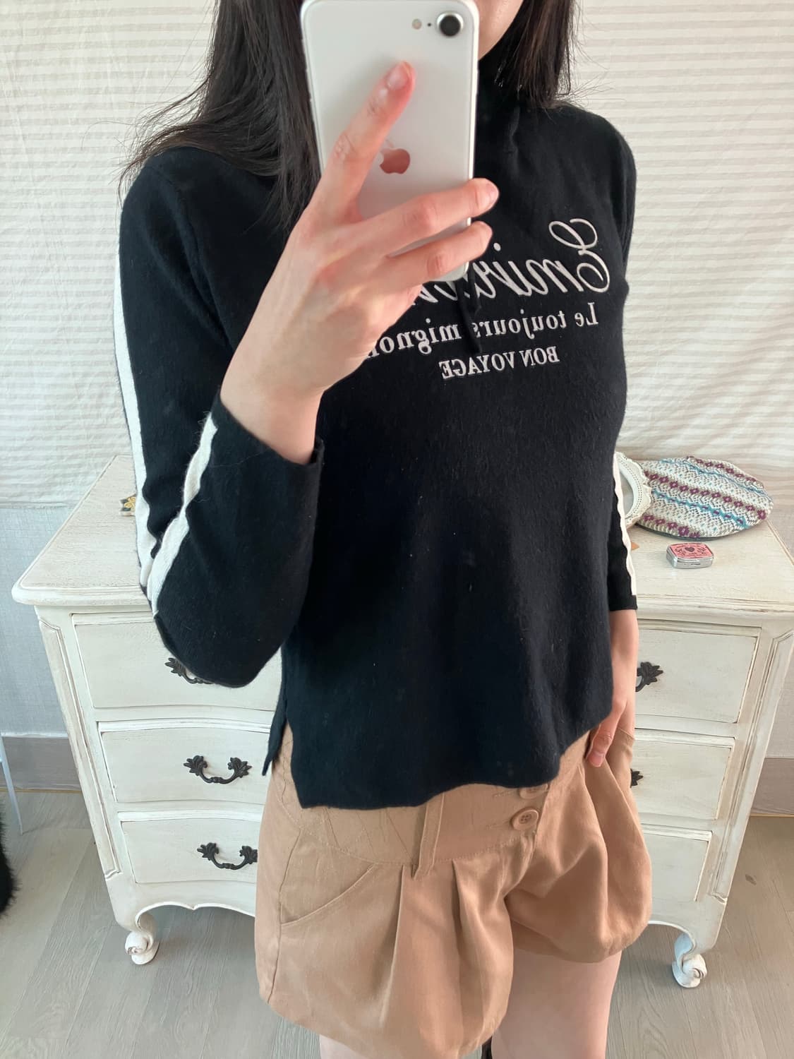 빈티지 블랙 화이트 배색 레터링 후드 y2k 스트릿 갸루 펑키   상품이미지2