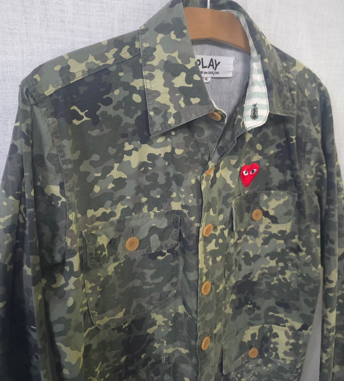 희귀템 아카이브 꼼데가르송 플레이 AD2009 카모플라쥬 워크 자켓 셔츠 상품이미지6