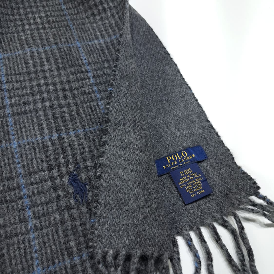 MX626 폴로 90s 이태리판 울 글렌체크 양면 그레이 머플러 목도리 상품이미지4