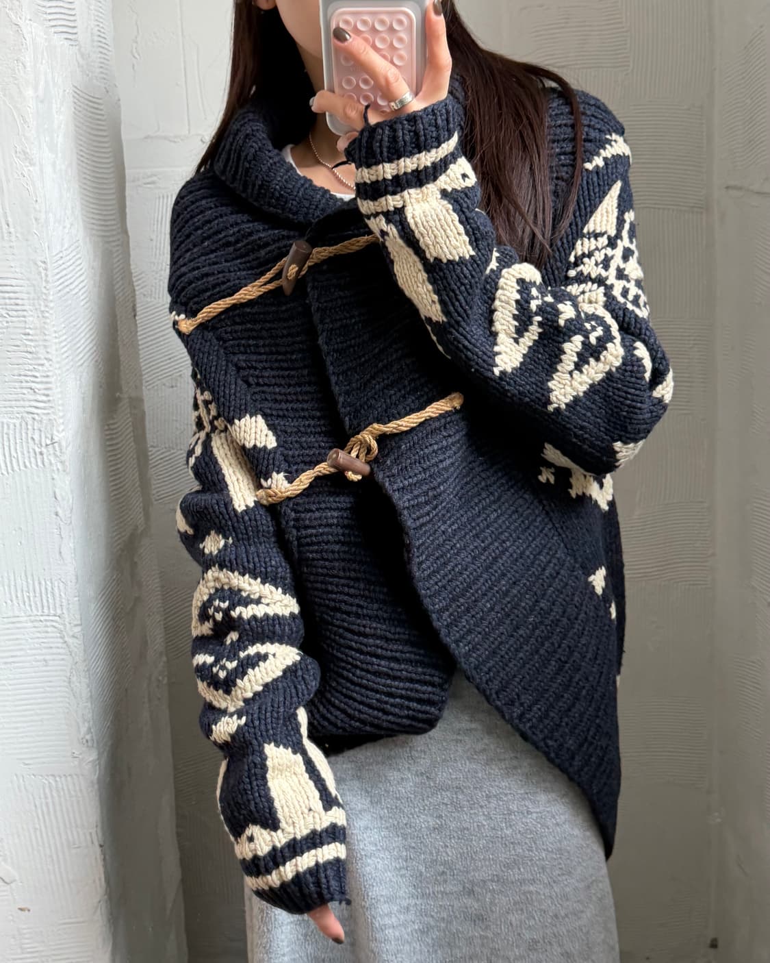 Polo 랄프로렌 울 캐시미어 나바호패턴 노르딕 더플버튼 숄 가디건 상품이미지2