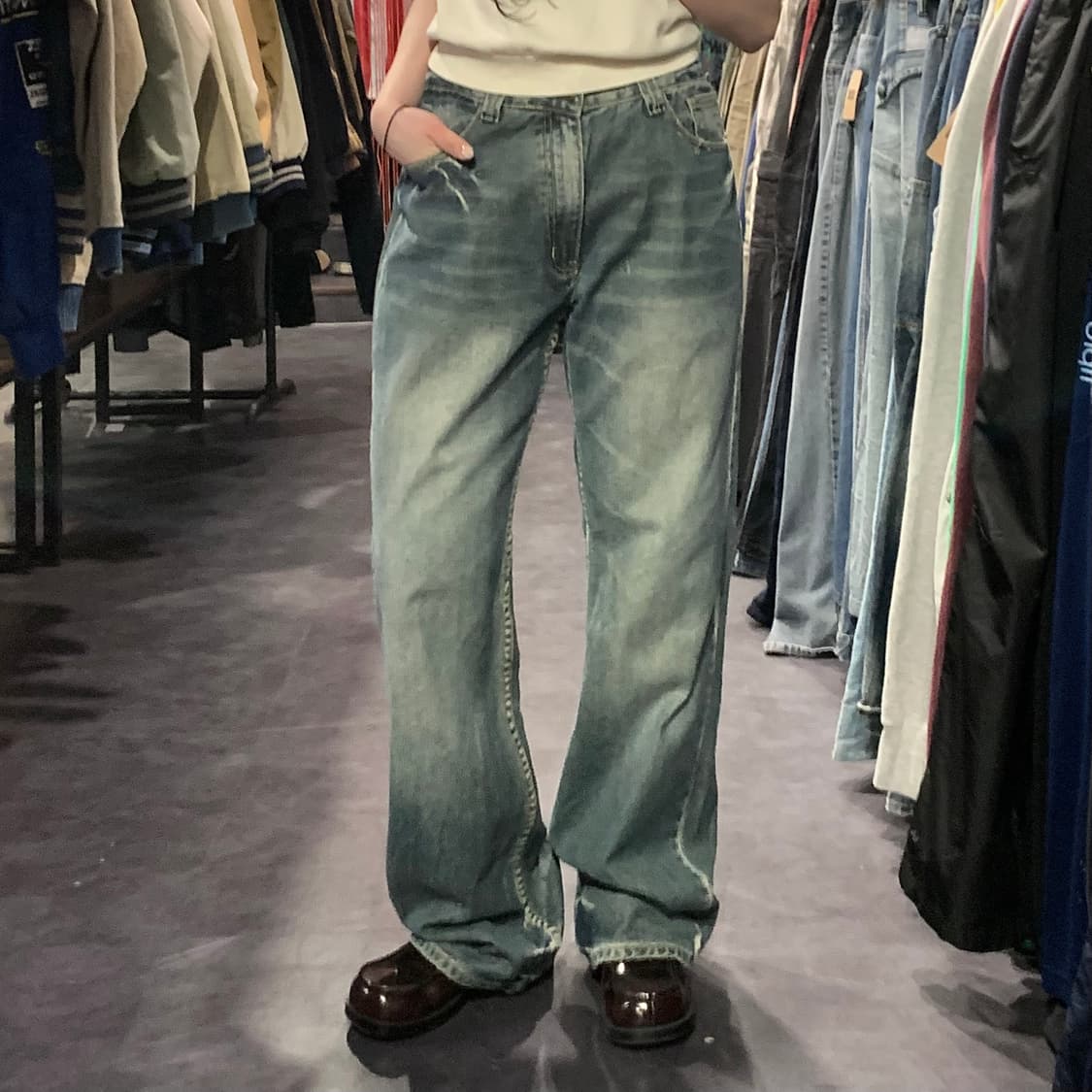 [IM] BIG SPADE 자수 포켓 데님 팬츠 워싱 중청 상품이미지2