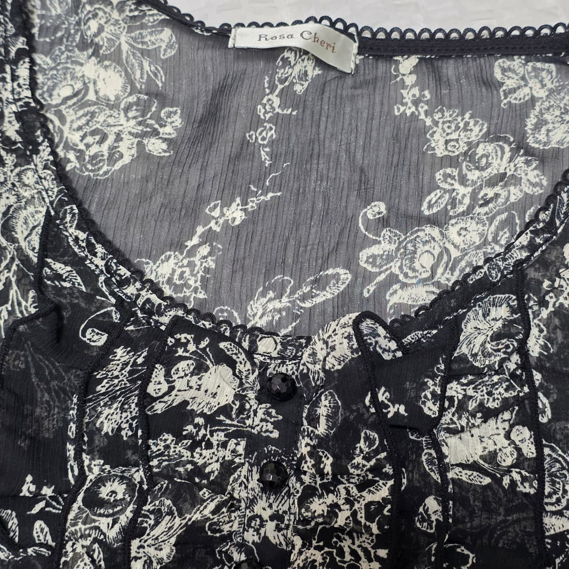 로사체리)일본빈티지 블랙모리걸 플라워 레이스 캉캉 시스루 레이어드원피스 상품이미지4
