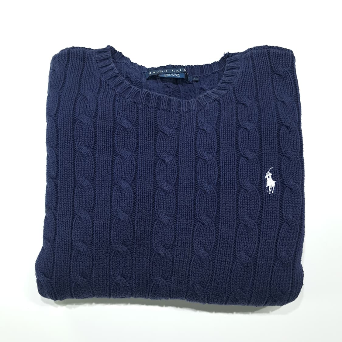CK002 L 폴로 00s 케이블 화이트포니 네이비 니트스웨터 상품이미지7