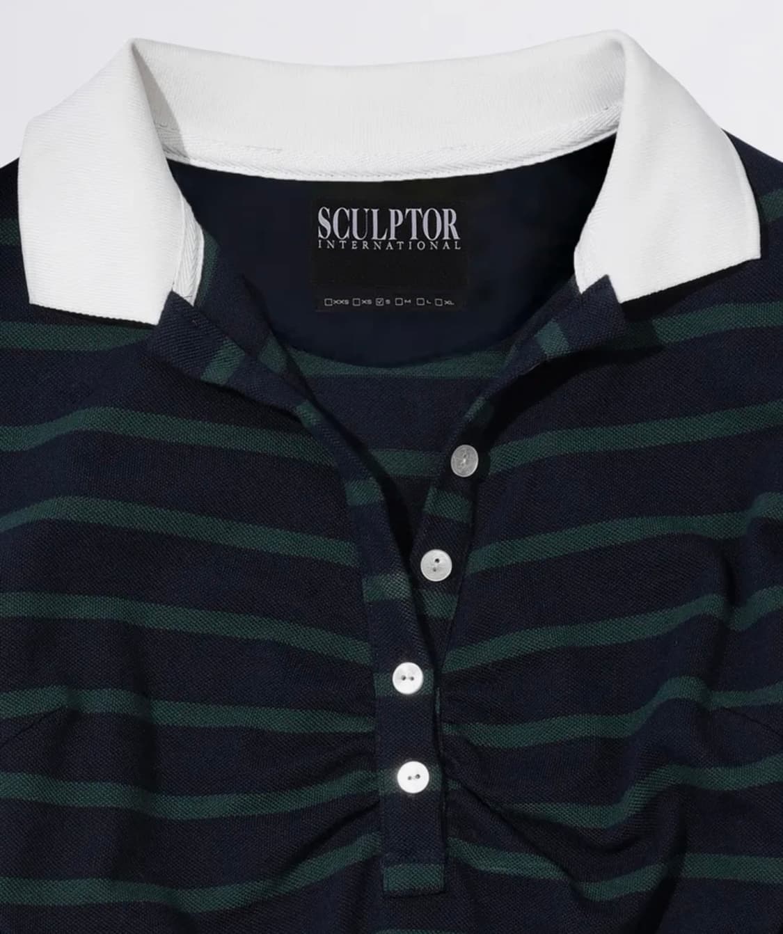 Shirring Tennis Shirt Navy/Green Stripe 상품이미지2