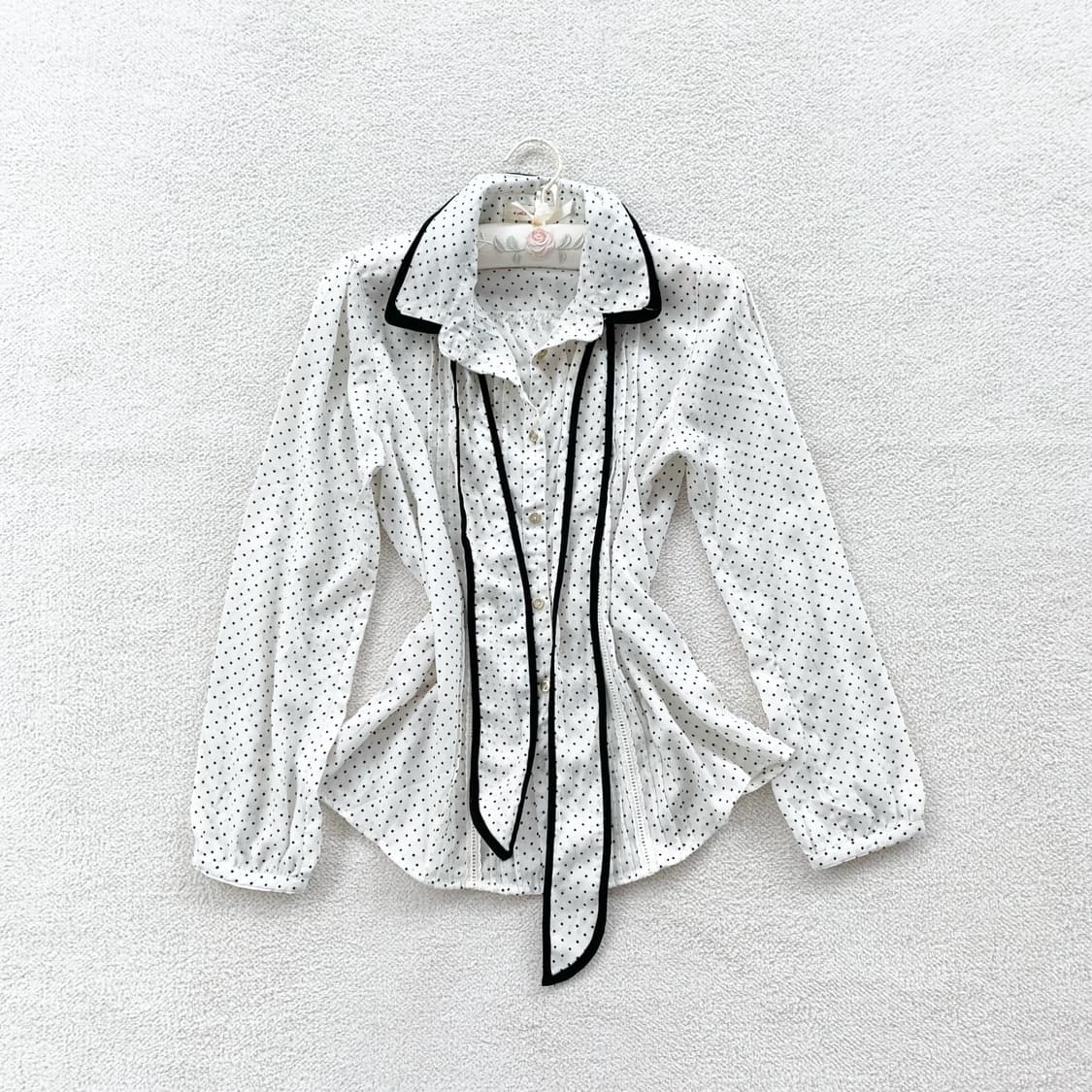 폴카도트 리본 히메 블라우스 상품이미지3