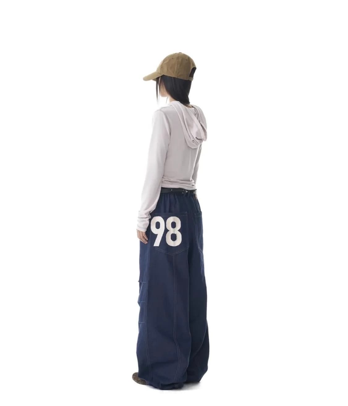 아캄 98 핀턱 데님 팬츠 네이비 상품이미지1