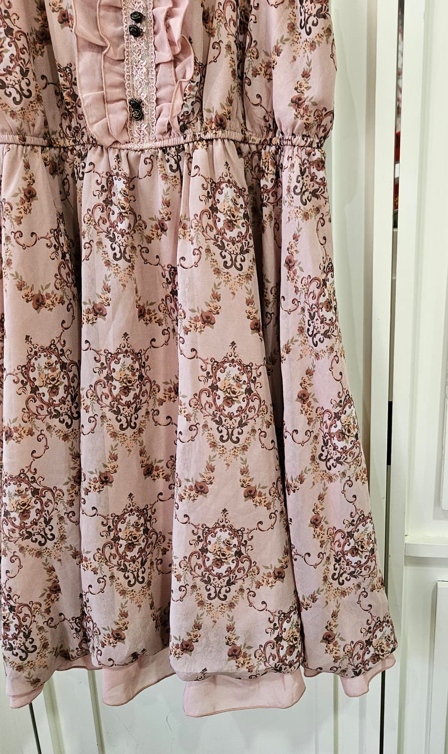 (Axes Femme) 앤틱 로즈 프레임 핑크 원피스 상품이미지3