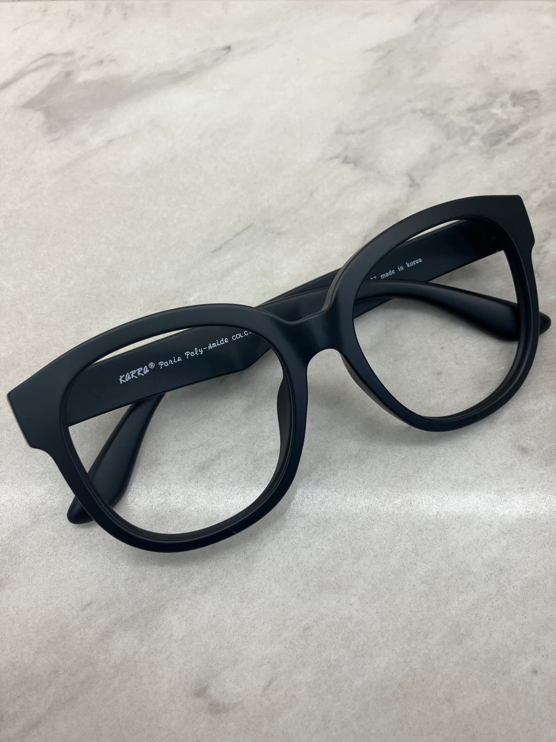 카라 KARRA 매트 블랙 와이드 라운드 빅 뿔테 안경 상품이미지1