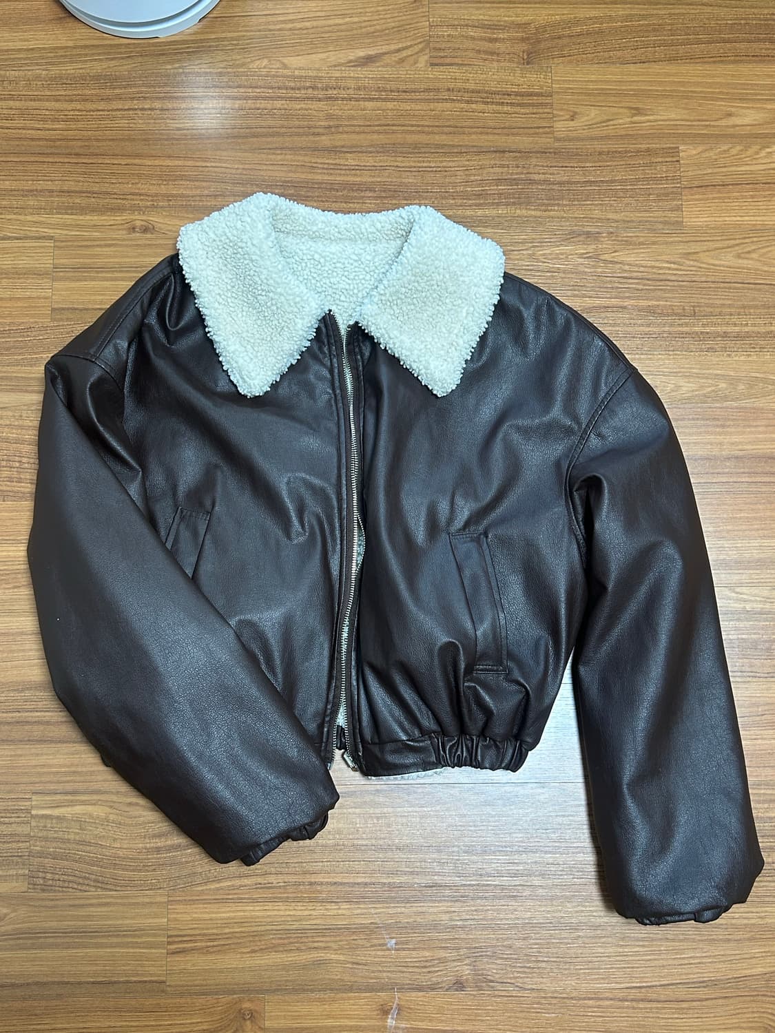 바이바이섭 리버시블 Faux 레더 점퍼 브라운 상품이미지3