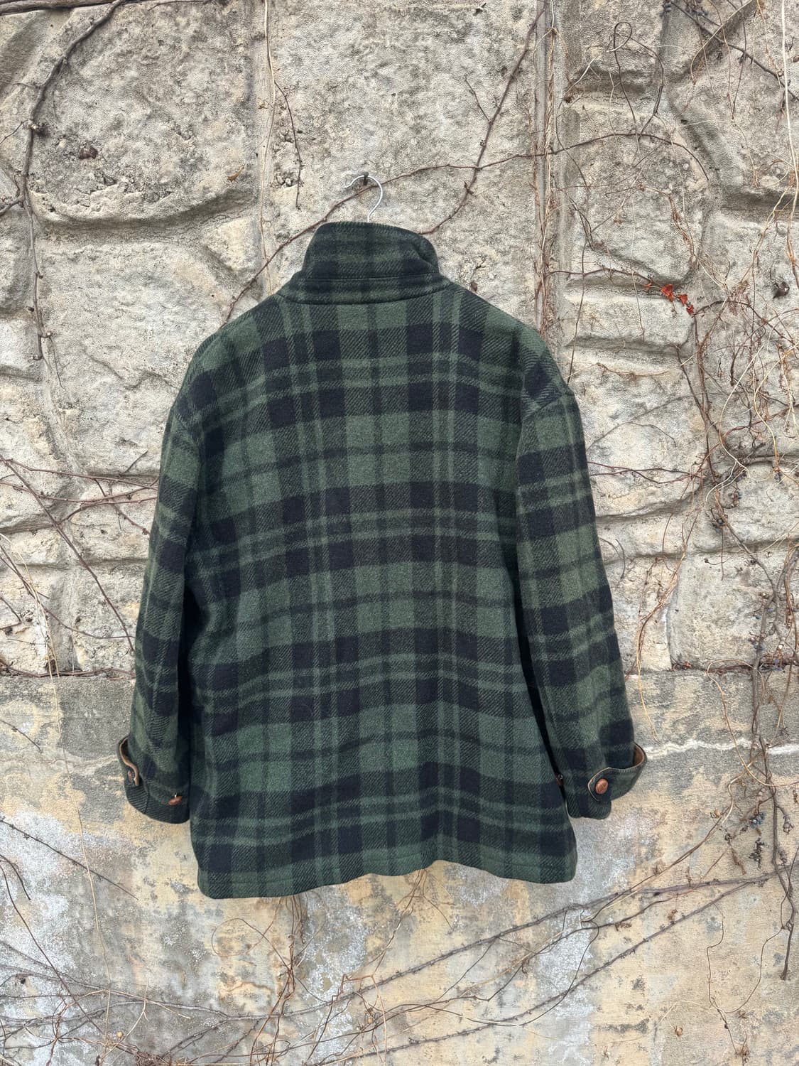 80s 브룩스브라더스 빈티지 타탄체크 레더 코트 자켓 상품이미지2