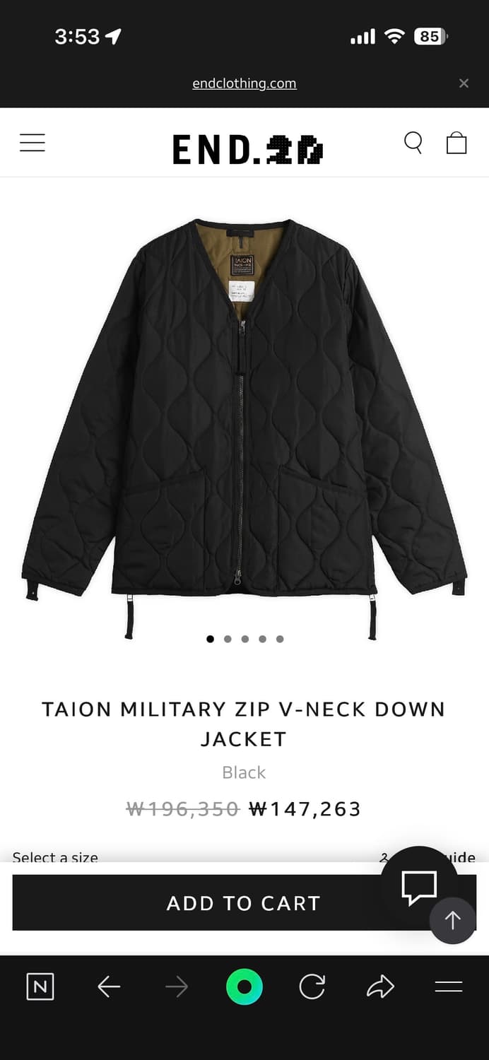 타이온 크루넥 다운 경량다운 블랙 L 상품이미지1