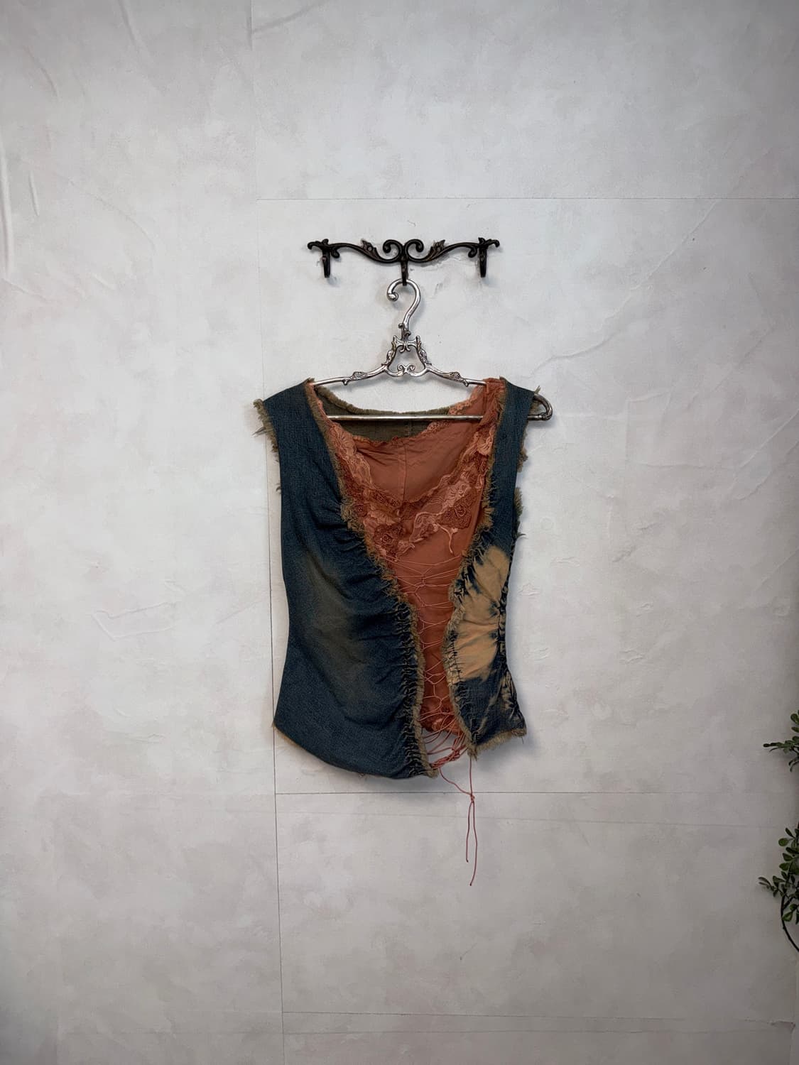 Washing denim shirring laceup sleeveless 상품이미지2