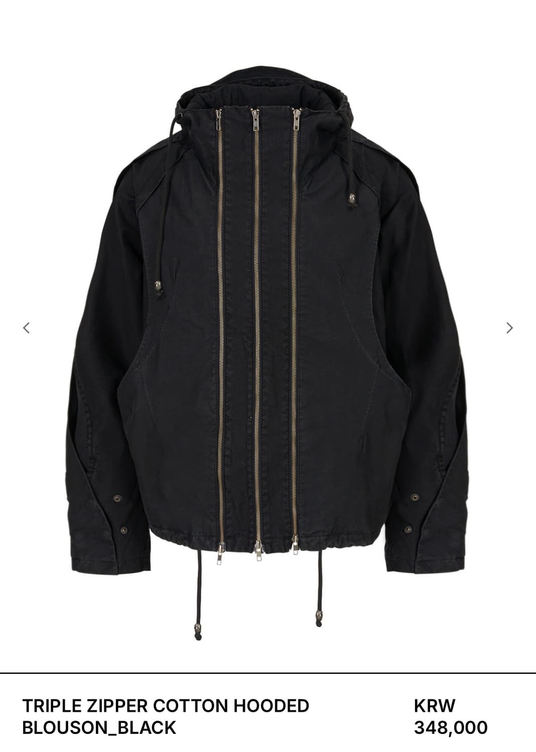 TRIPLE ZIPPER COTTON HOODED BLOUSON_BLAC 상품이미지1