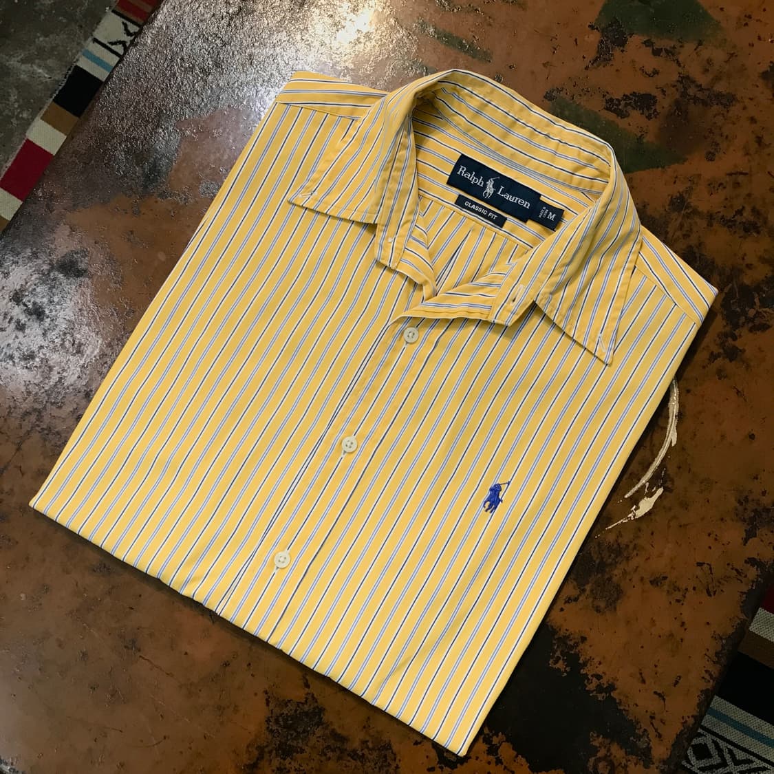 폴로랄프로렌 옐로 더블 스트라이프 셔츠 남성 105 110 상품이미지1