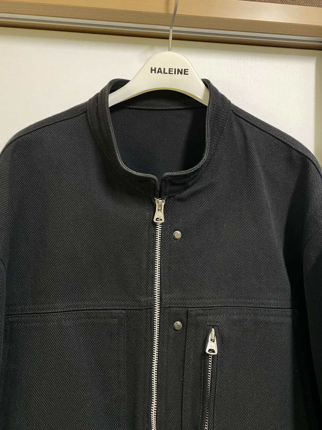 [1]알렌느 카펜터 트윌 데님 바이커 자켓 블랙 상품이미지2