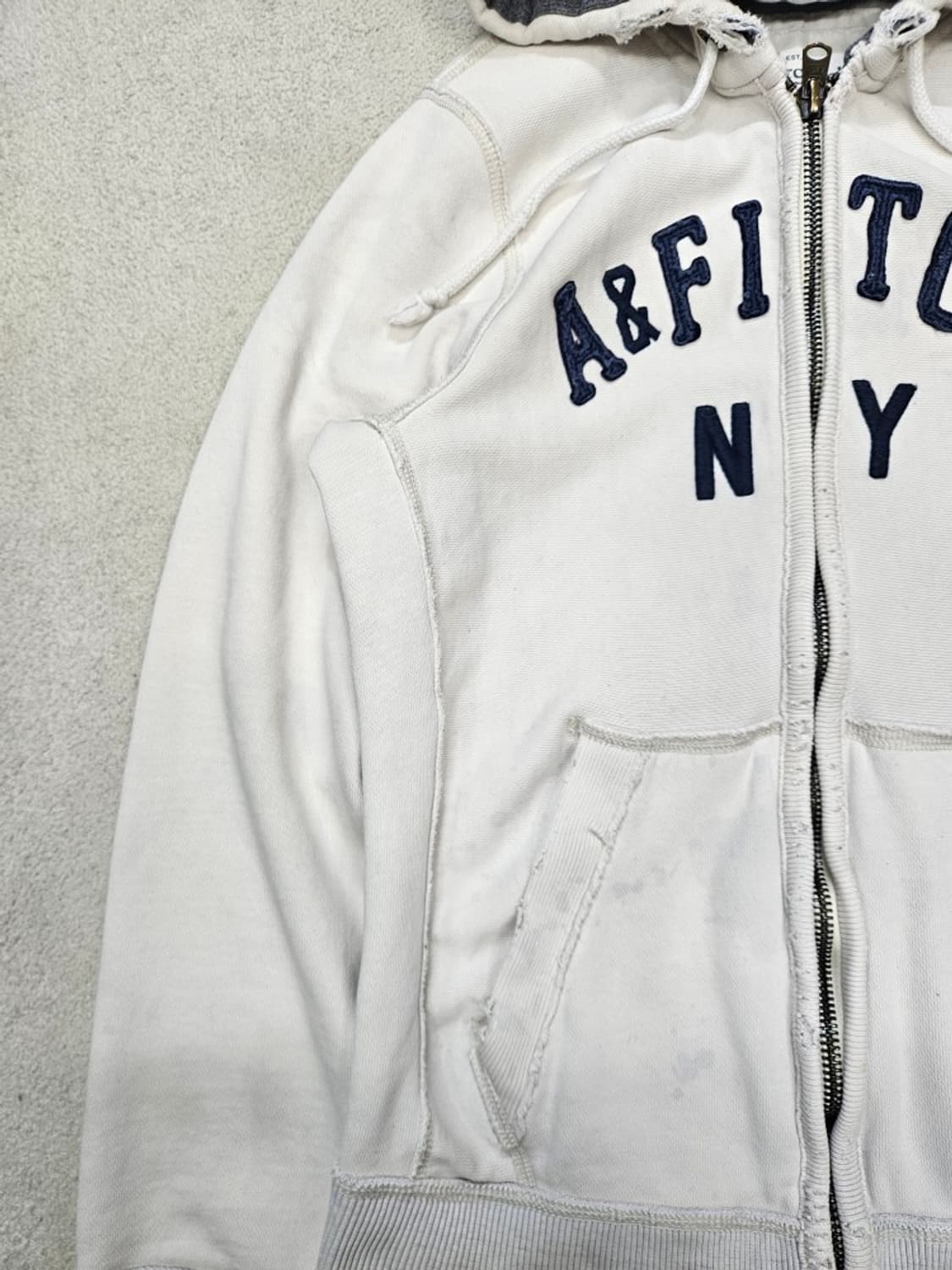 아베크롬비 화이트 후드 집업 L 상품이미지8
