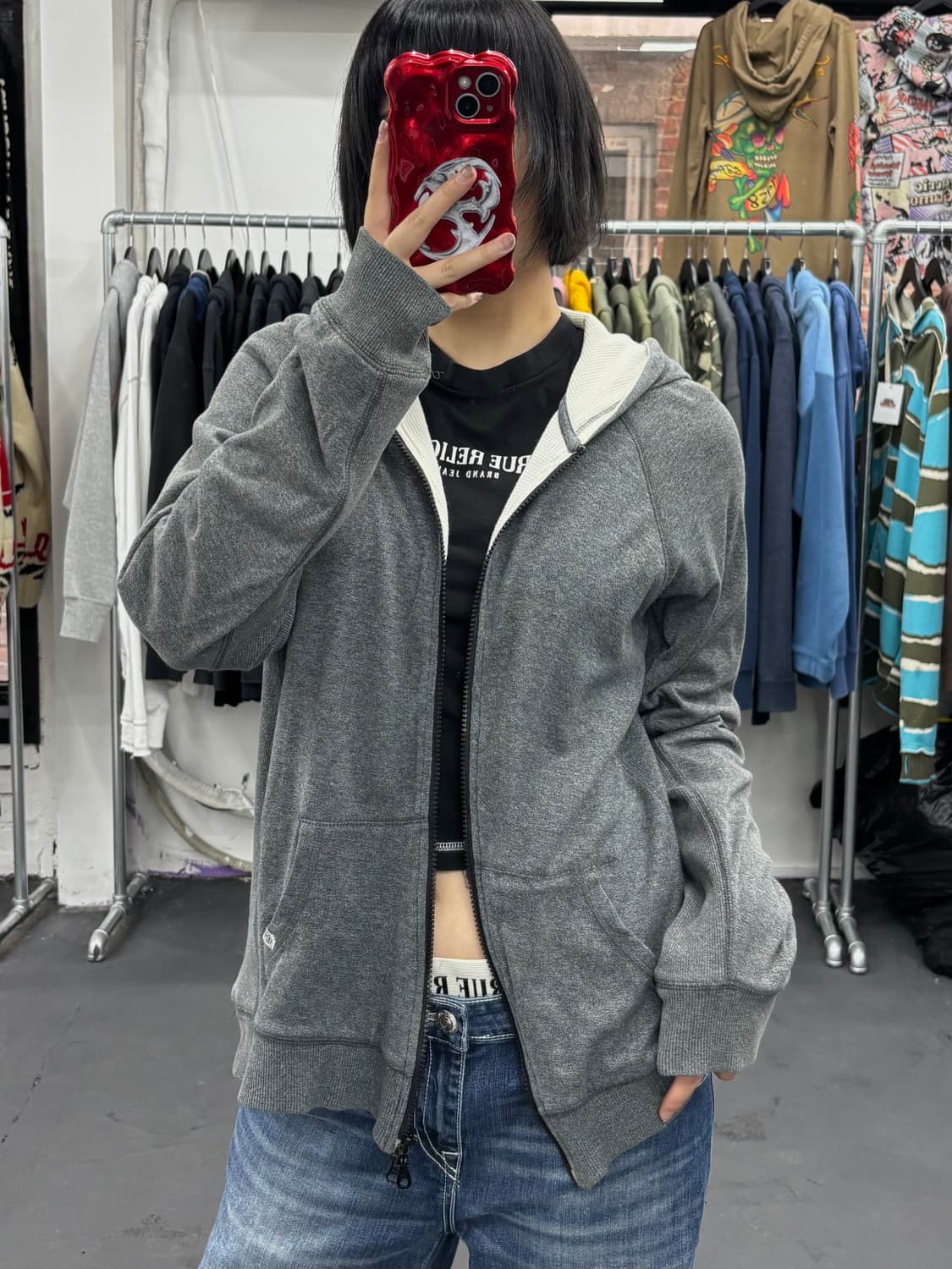 스투시 써멀 그레이 후드집업 상품이미지1