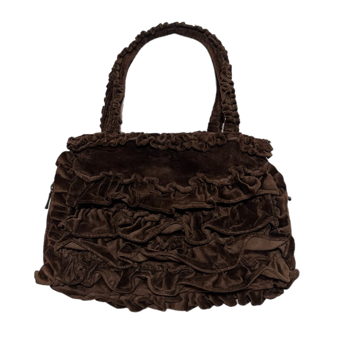 러플디테일 브라운 벨벳 모리 가방 상품이미지1