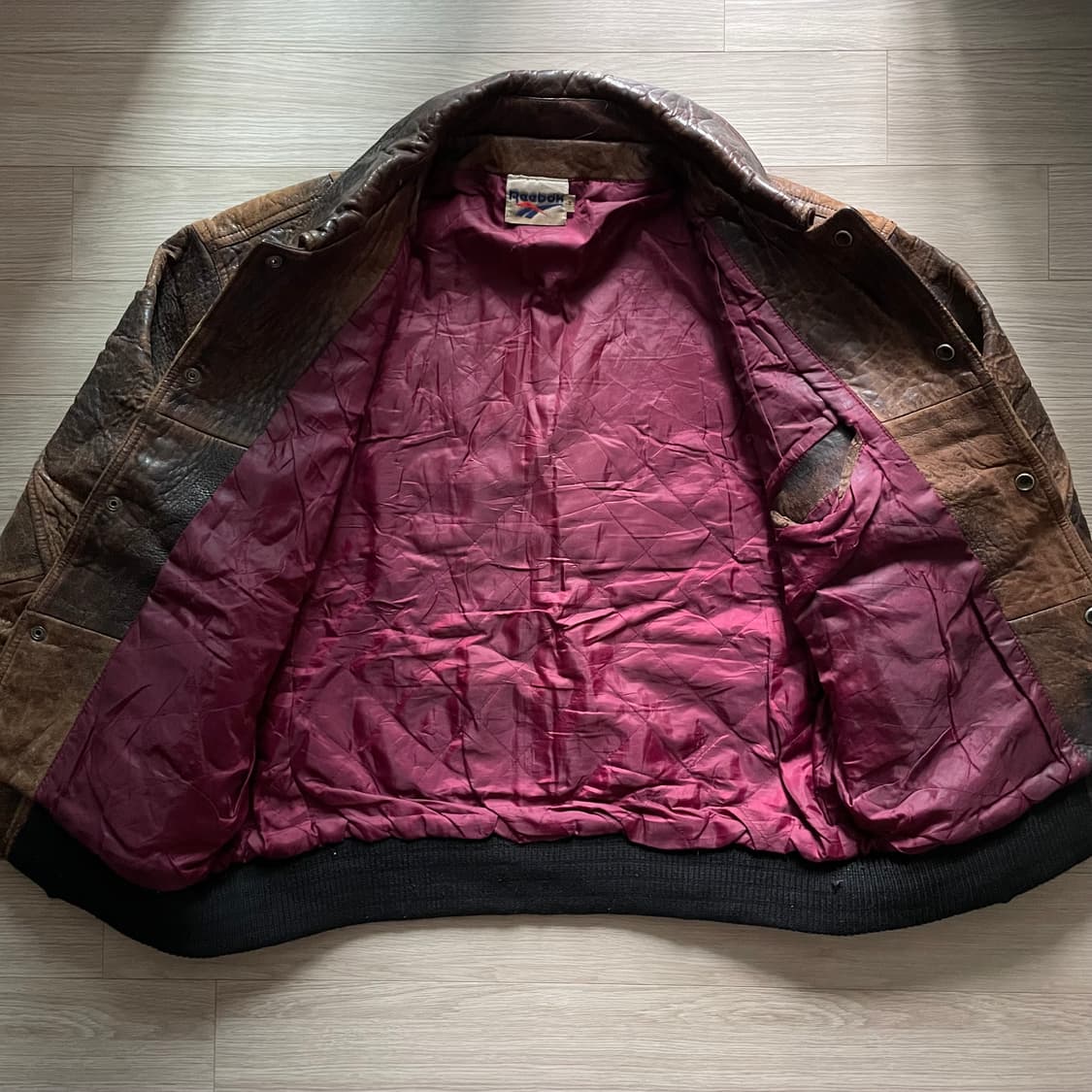 80s 90s 리복 올드스쿨 올 레더 바시티 자켓 상품이미지5