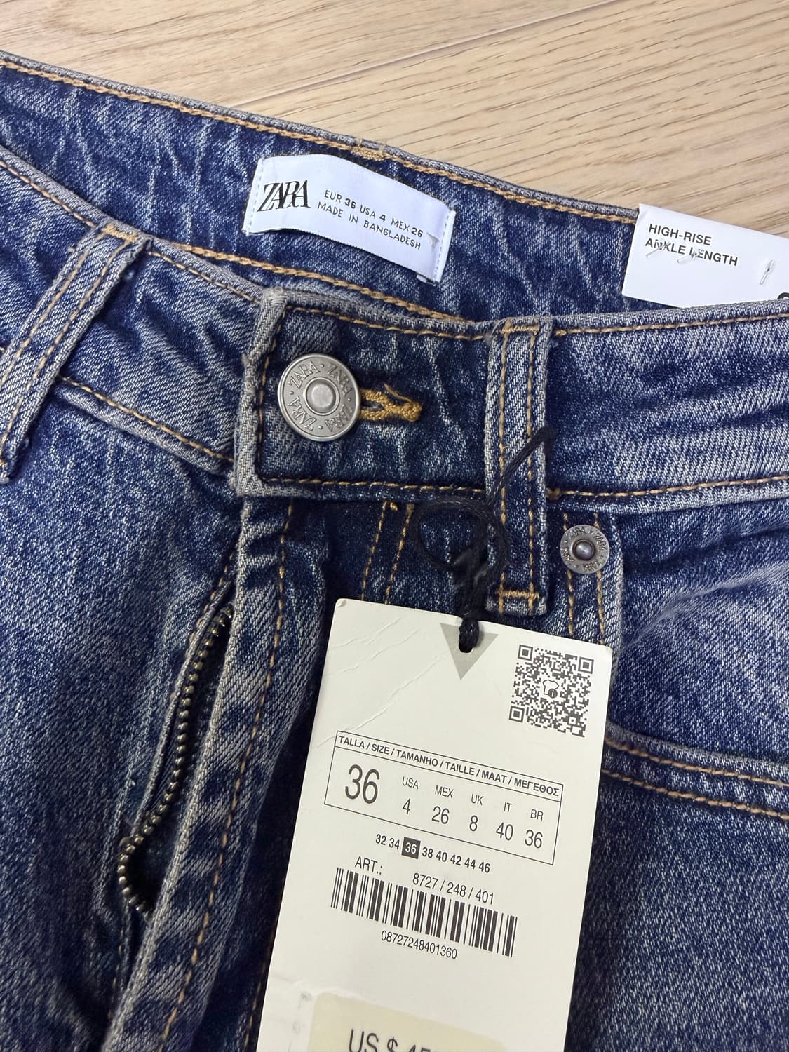 ZARA 자라 하이웨스트 앵클 데님 청바지 (텍있는 새상품/36사이즈) 상품이미지6
