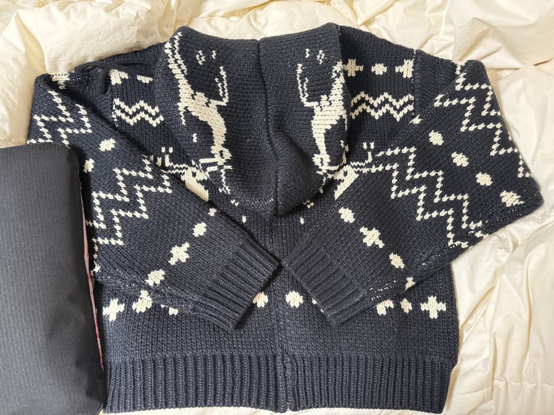 노르닉 니트 후드집업 코위찬 사슴 상품이미지6