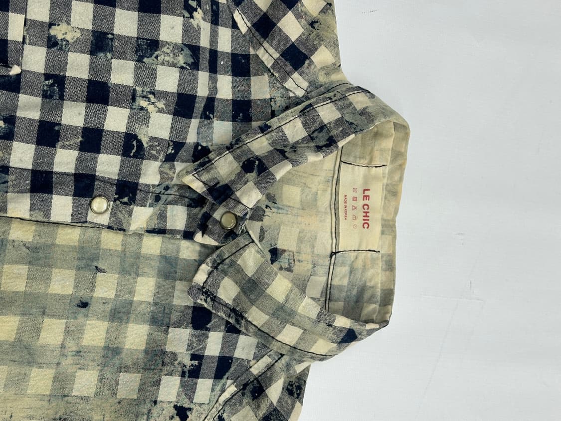 ⭐️빈티지 워싱 네이비 체크셔츠 ⭐️패치 보헤미안 펑크 y2k 상품이미지4