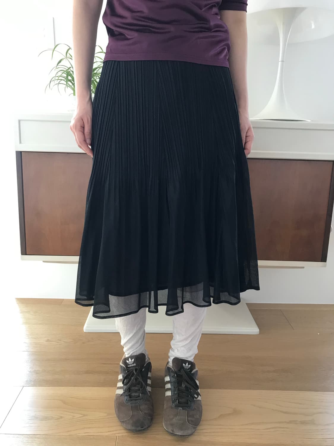 vintage black pleats skirt (25inch) 상품이미지4