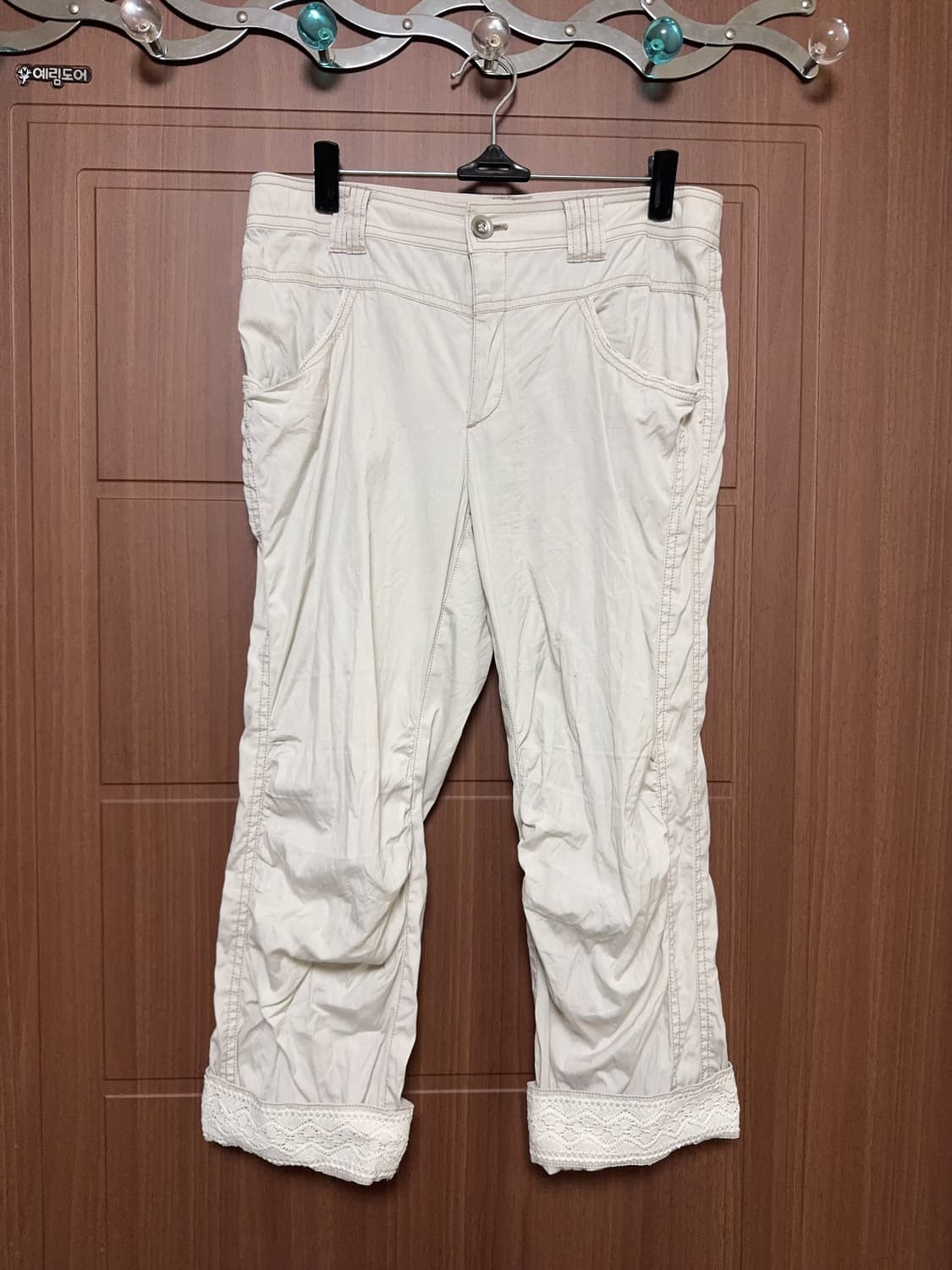 모리걸 하구미 갸루 일본 빈티지 화이트 아이보리 레이스 7부 팬츠 상품이미지1