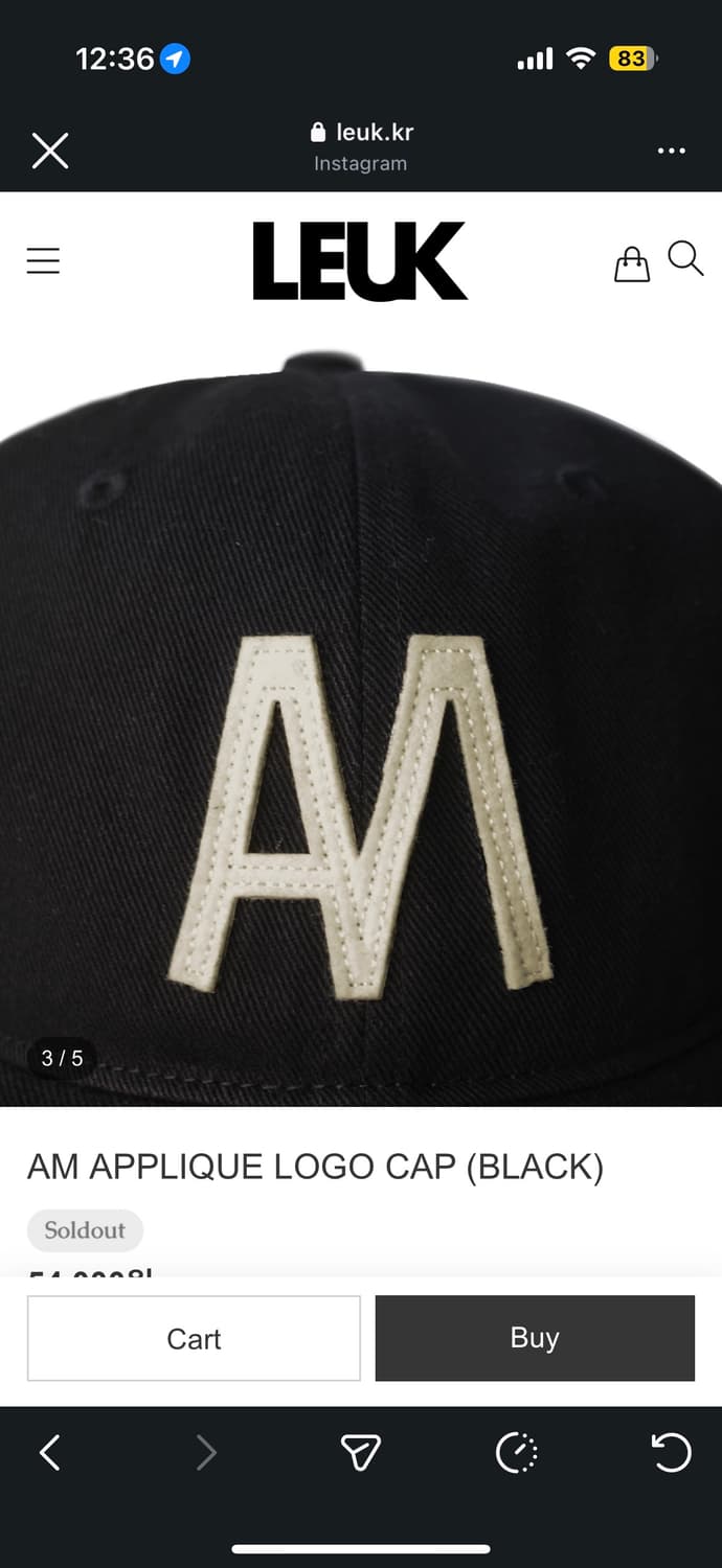 leuk 루크 AM 볼캡 모자 블랙 상품이미지2
