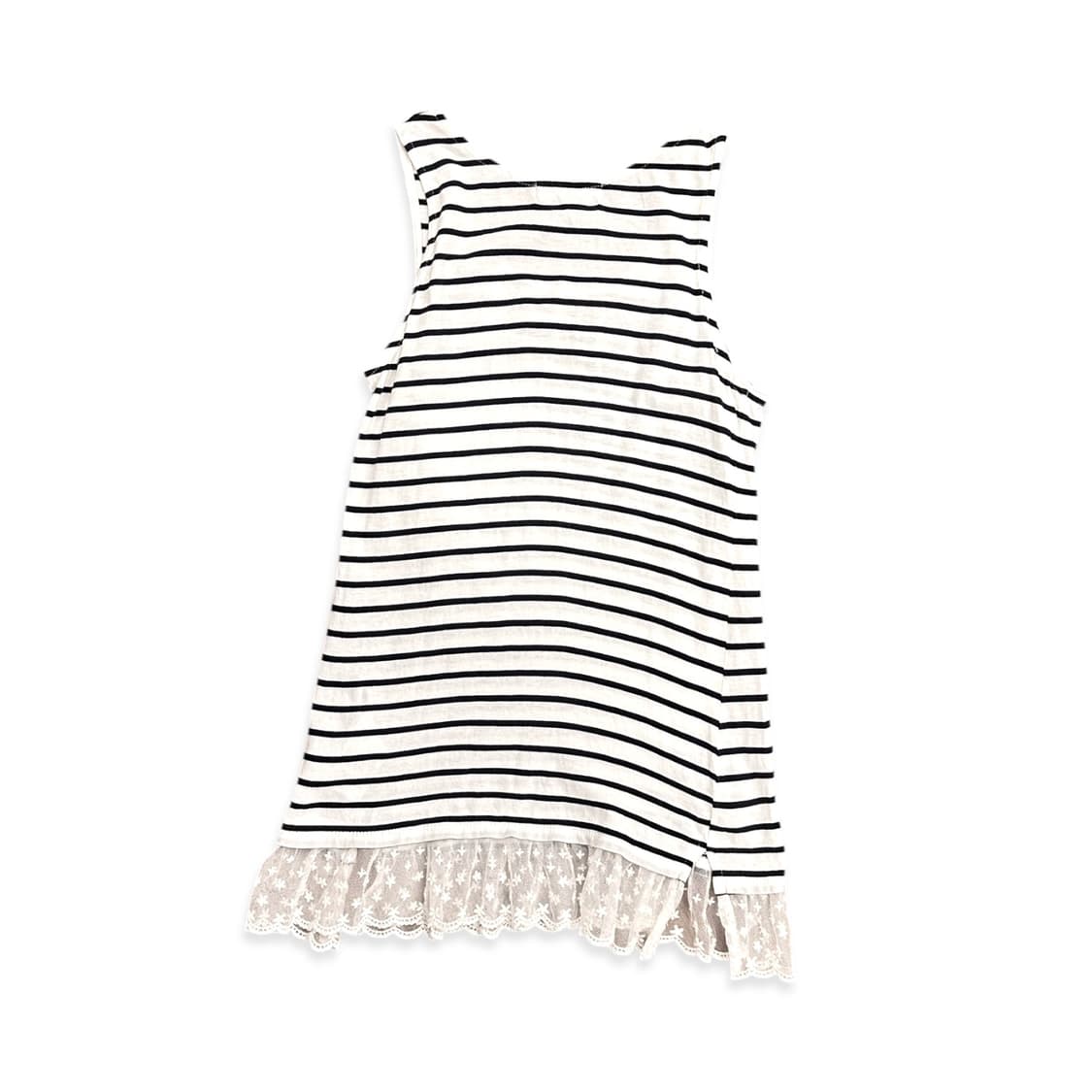 Hem Lace Stripe Sleeveless Top 상품이미지3