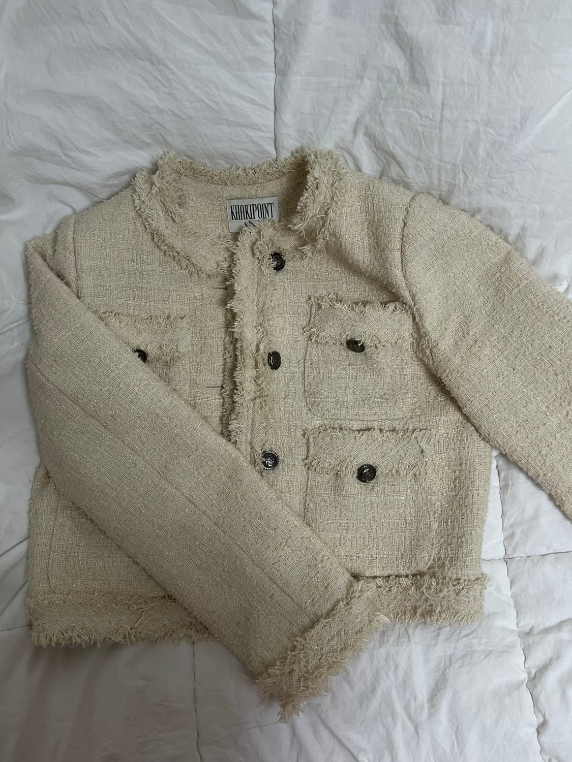 카키포인트 크롭 트위드 아이보리 상품이미지2