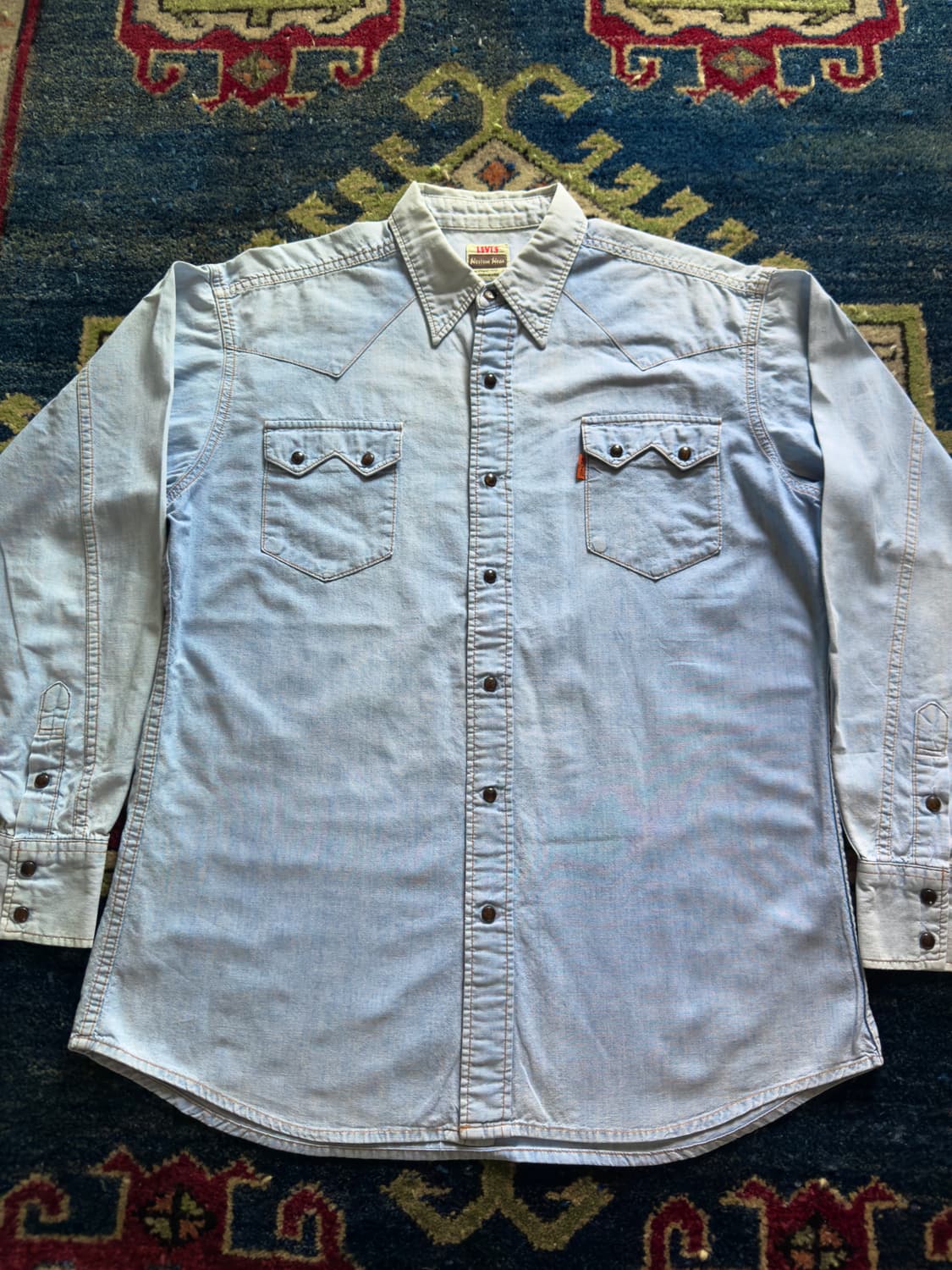 90s Levi's 웨스턴 샴브레이 셀비지 셔츠 상품이미지3
