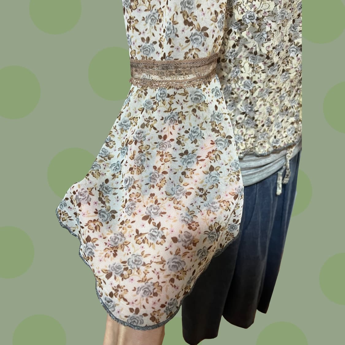 빈티지 그런지페어리 러플 플라워 가디건 상품이미지3