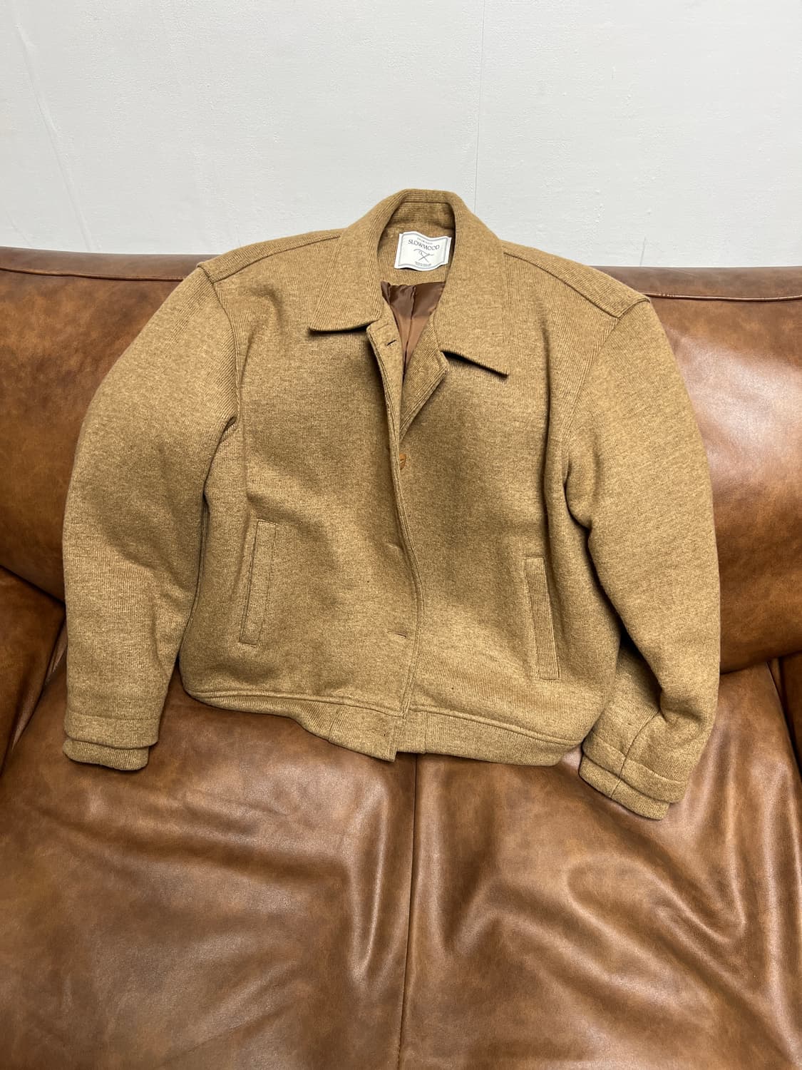 슬로우무드 면 모직 미니멀 스타디움 자켓 OS 상품이미지4