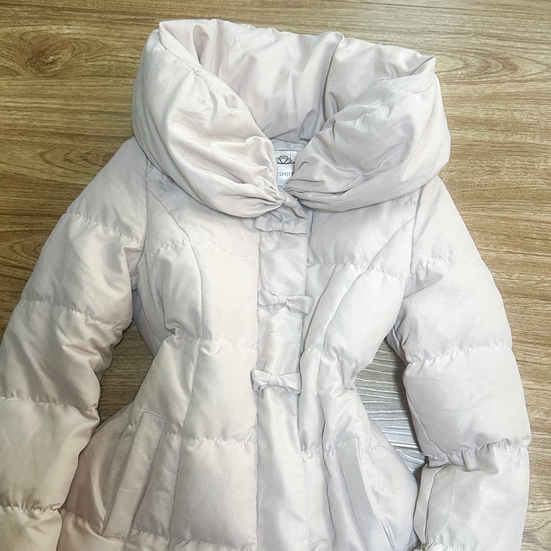 빈티지 핑크 리본 패딩 히메갸루 로걀 라떼 히메카지 헤이세이 발레코어 상품이미지4