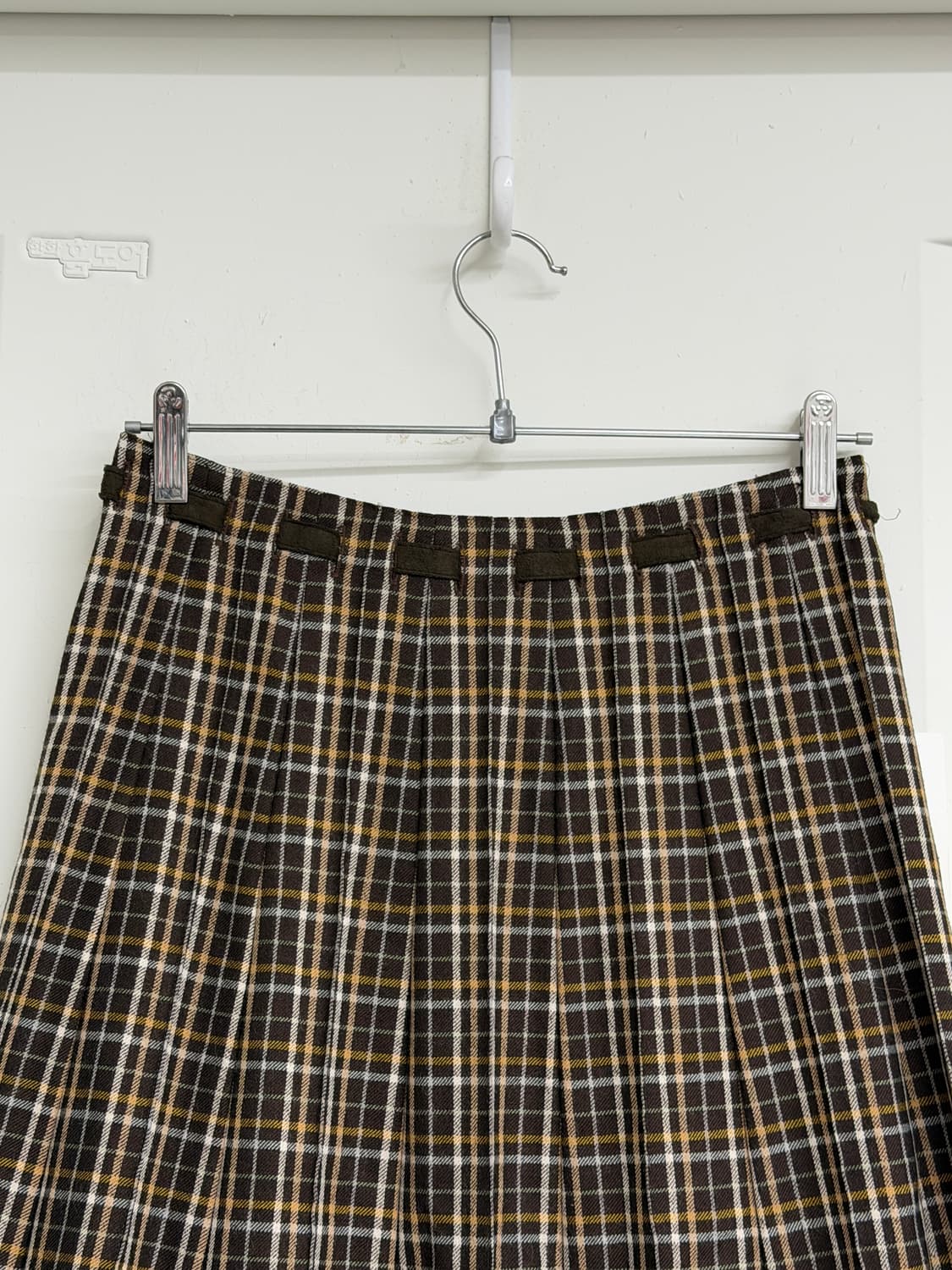일본빈티지 브라운 체크 울 미디스커트 상품이미지9