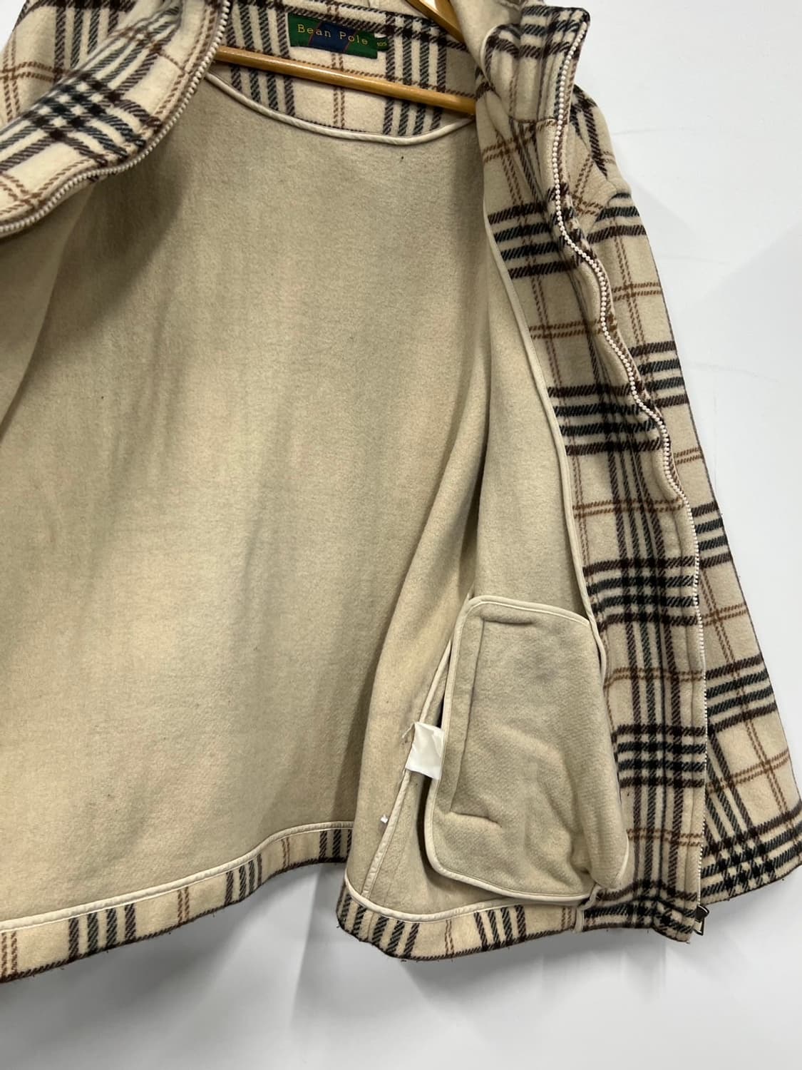 빈폴 빈티지 체크 기모 모직 후드집업 상품이미지5
