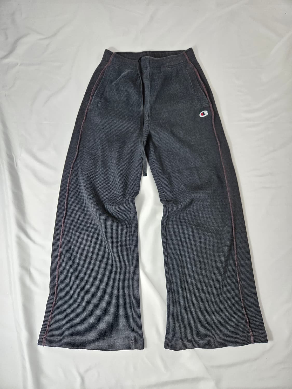 챔피온 USA 와플니트 와이드 트레이닝 팬츠 바지 빈티지 미국 S 블랙 상품이미지1