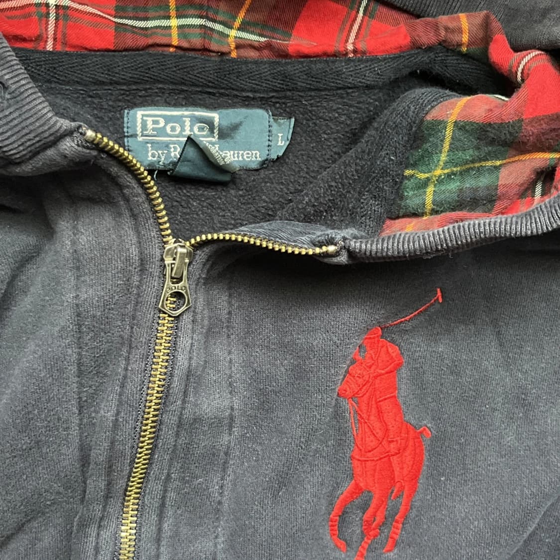 폴로 랄프 로렌 빅 포니 체크 안감 후드 집업 상품이미지3