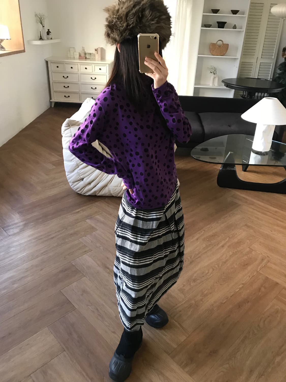 vintage purple dot turtle neck top 상품이미지1