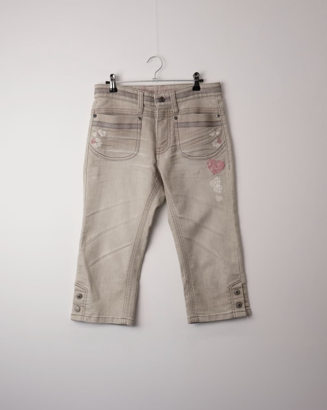 Jpn Angel Jeans Beige Heart Capri Pants 상품이미지5