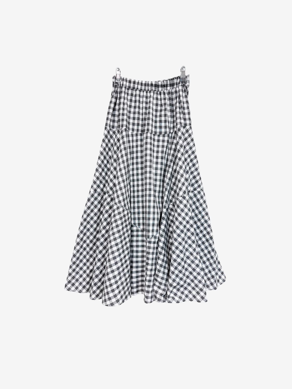 Gingham Flare Long Skirt - Grey 상품이미지7