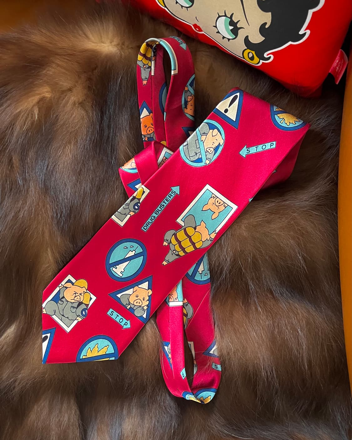 JPN Vintage Comic Art Pattern Silk Tie 상품이미지2