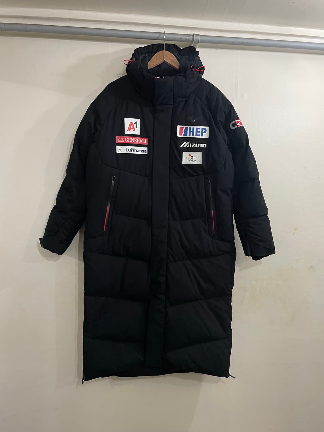 미즈노 MIZUNO 크로 스키 구스다운 롱패딩 블랙 상품이미지2