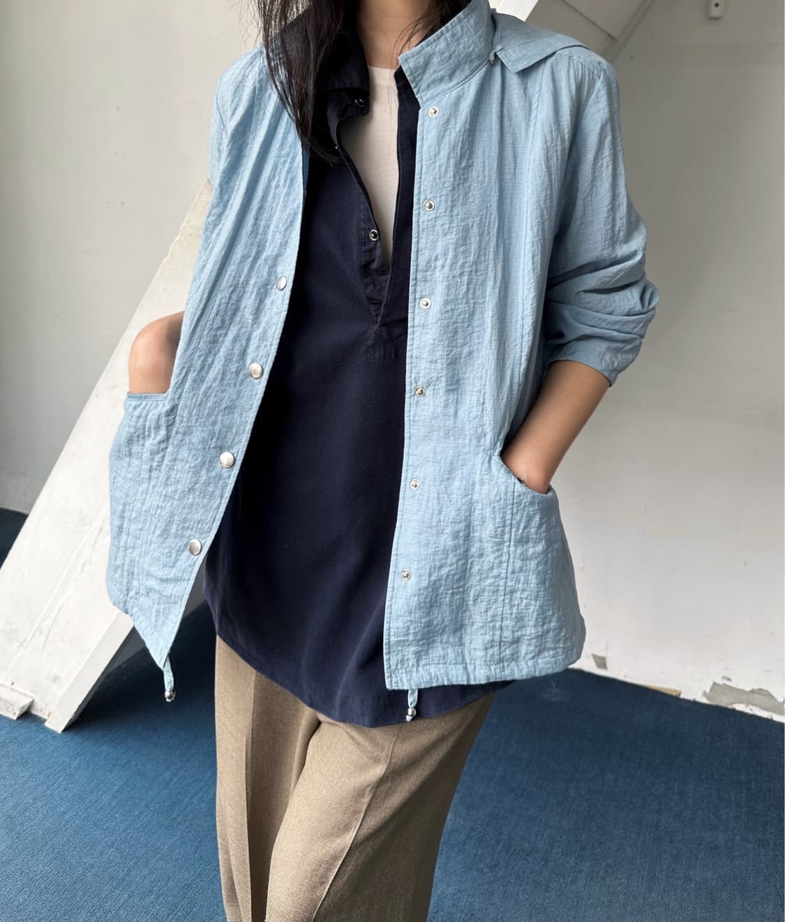 Rayon nylon blend volume easy jacket 상품이미지9