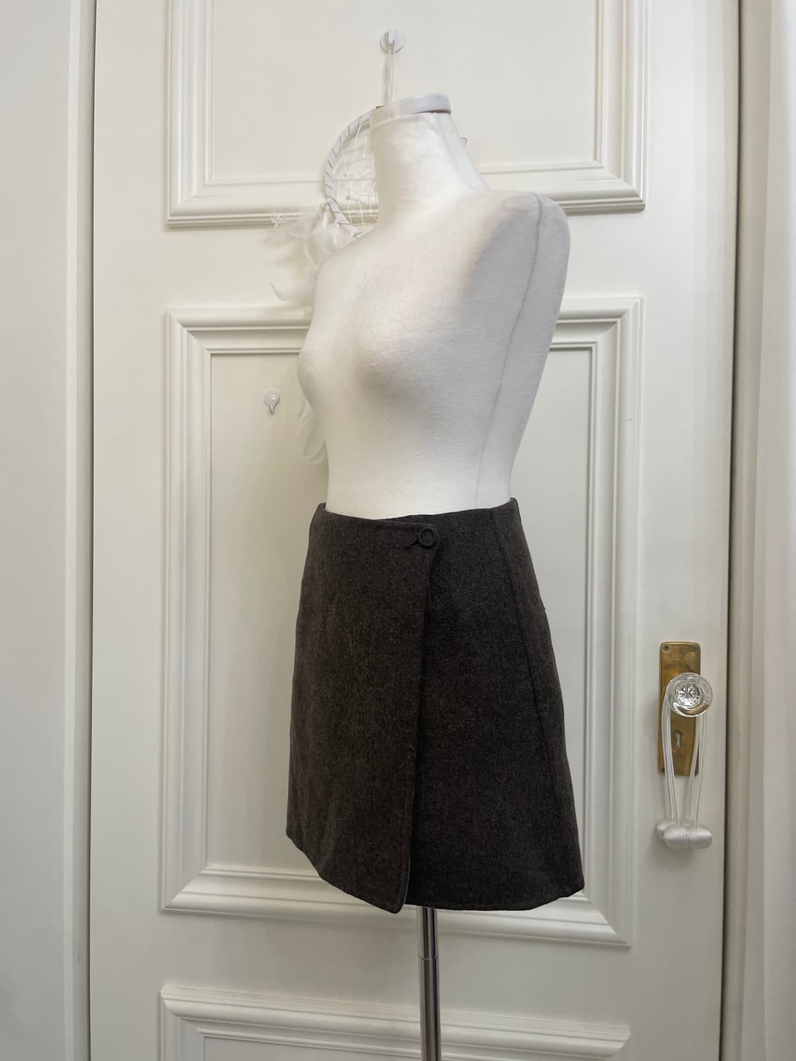 brown wool wrap mini skirt(size-F) 상품이미지2