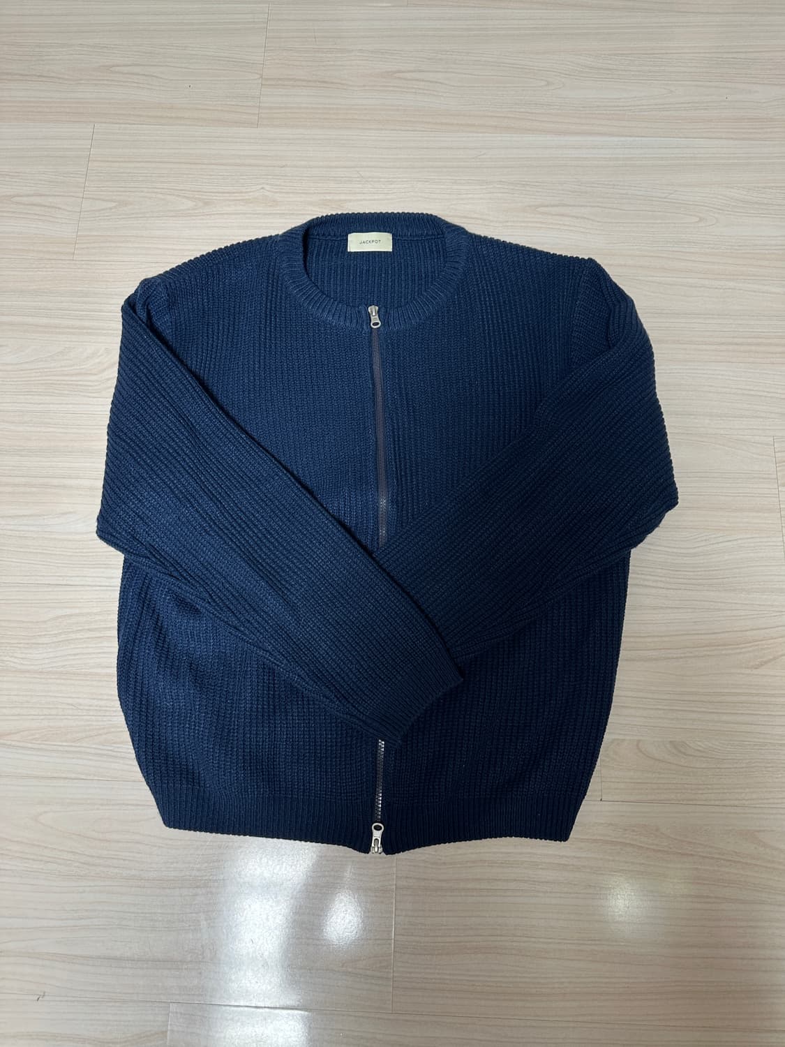 네이비 투웨이 니트집업 상품이미지1