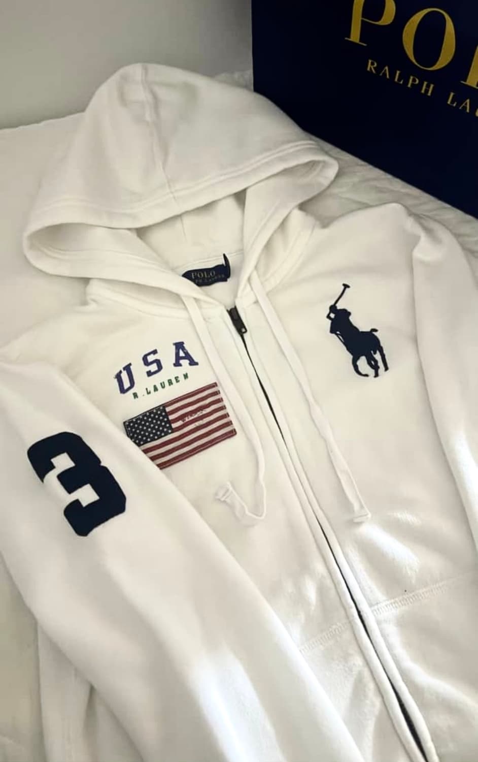 폴로 성조기 후드집업 화이트 상품이미지1