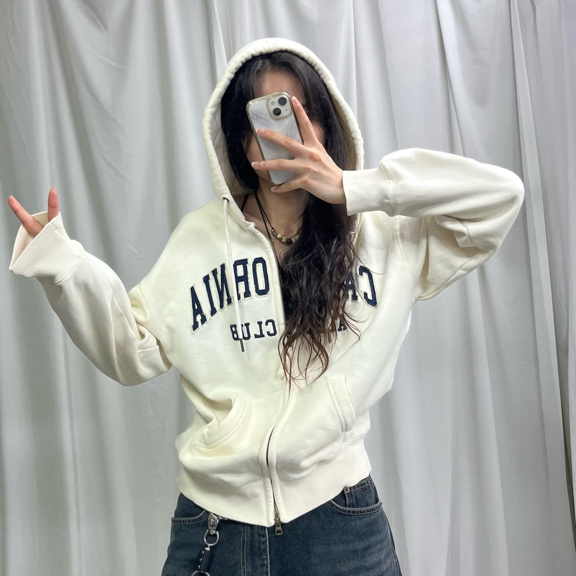 Who.A.U cream white 2way hood zip-up 상품이미지2