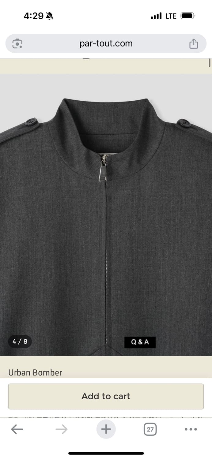 파크투 Urban Bomber 차콜 봄버자켓 상품이미지2